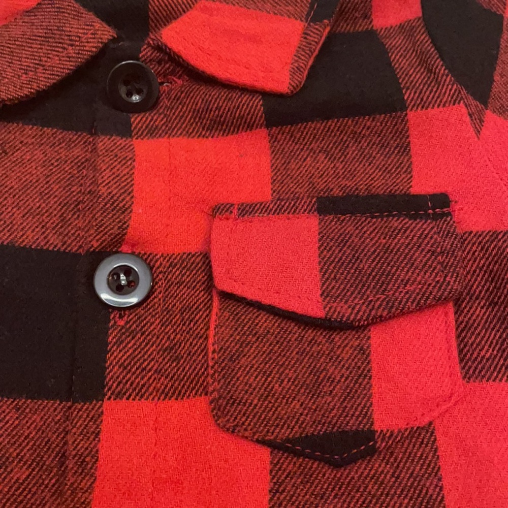 🔵3/$12 Cute Red Buffalo Plaid romper jumpsuit Christmas outfit - Picture 4 of 4